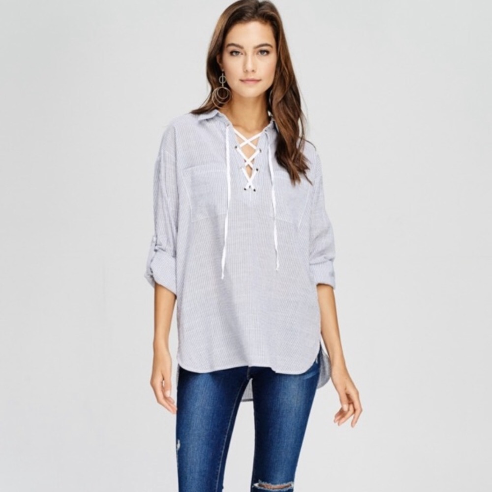 Crescent Avery Lace-Up Detail Top NWT